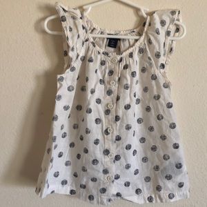 4T BabyGap polka dot blouse, cream and black, EUC